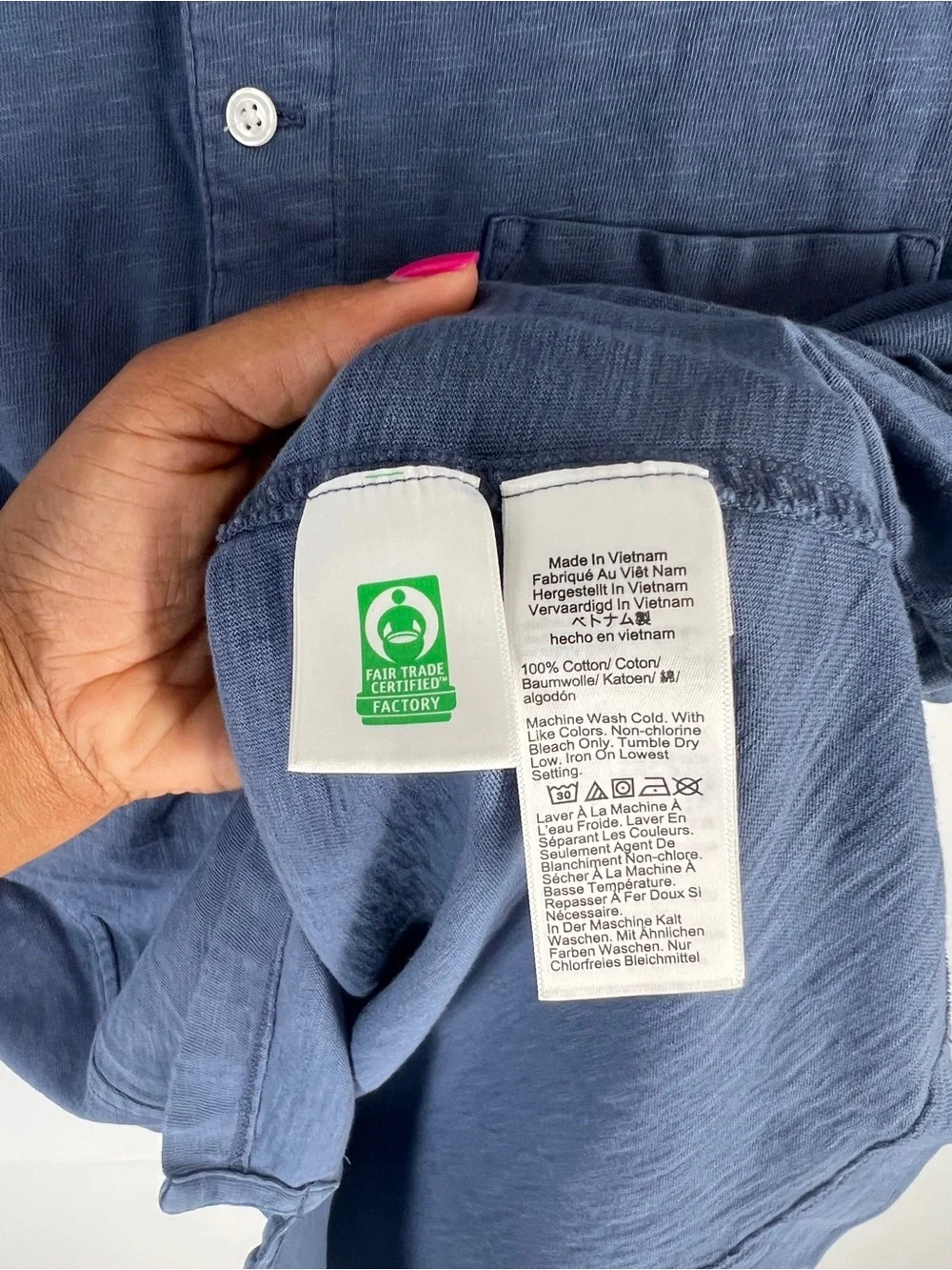J.Crew Garment-Dyed Slub Cotton Pocket Polo Shirt Blue Size M